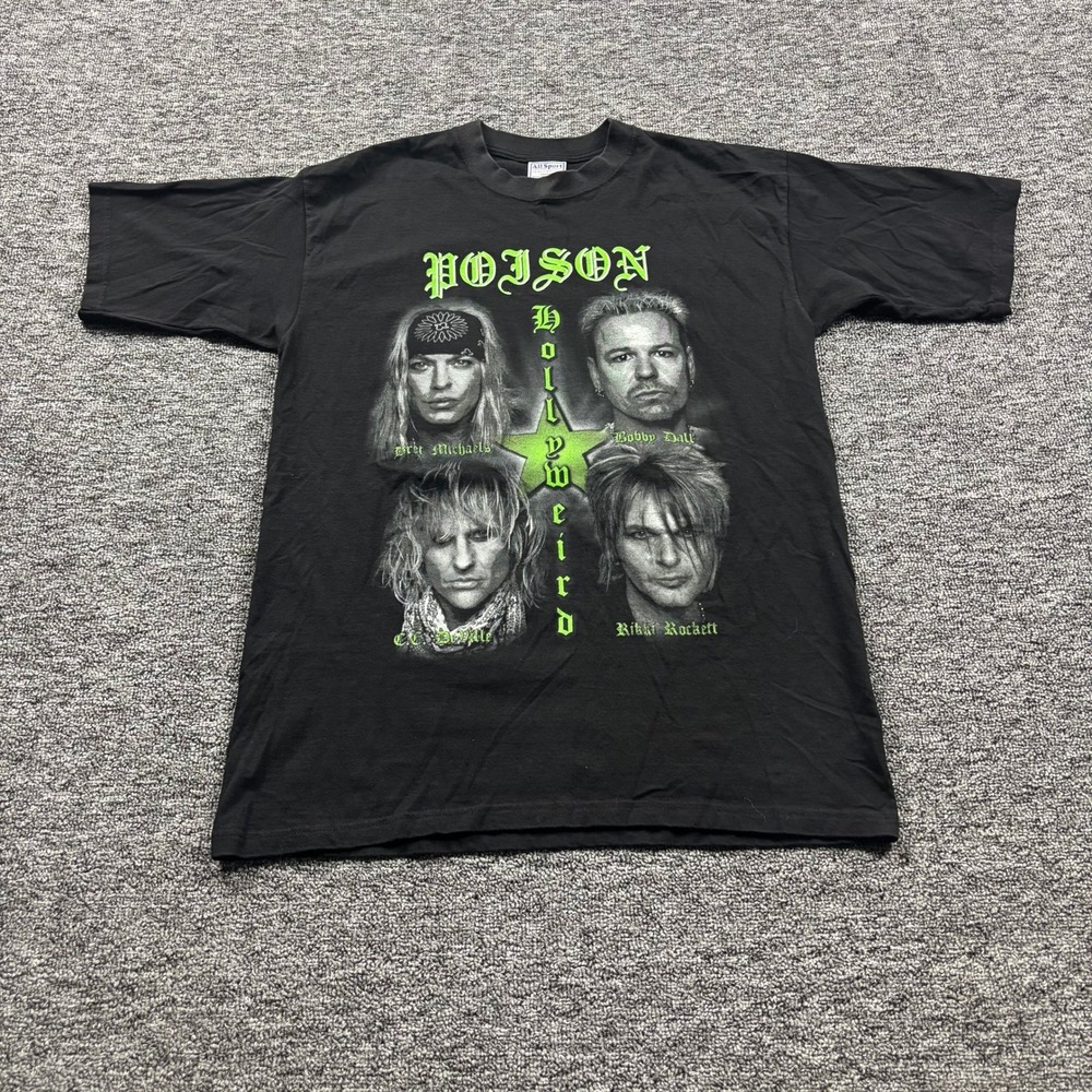 Poison Hollyweird Vintage Band Tee Y2K Tour Shirt All Sport Heavyweight Black L